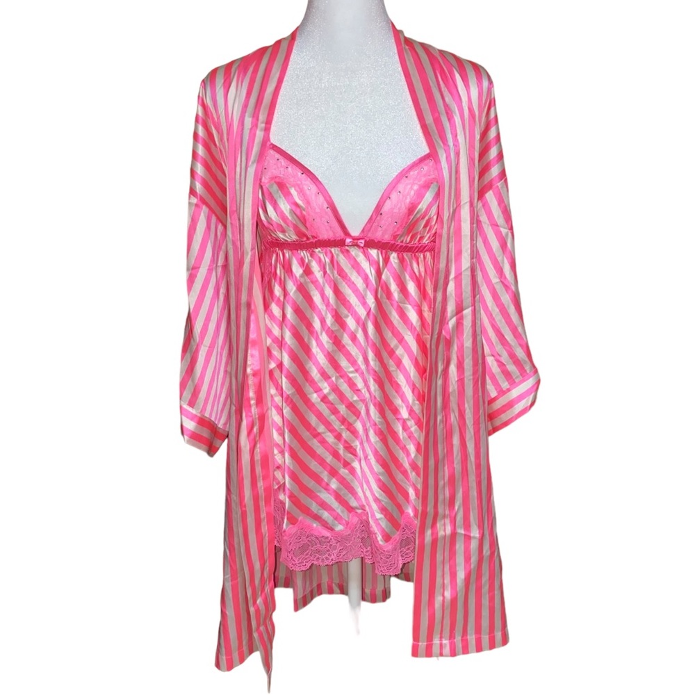 Victorias Secret Barbie Pink Stripe Rhinestone Linger… - Gem